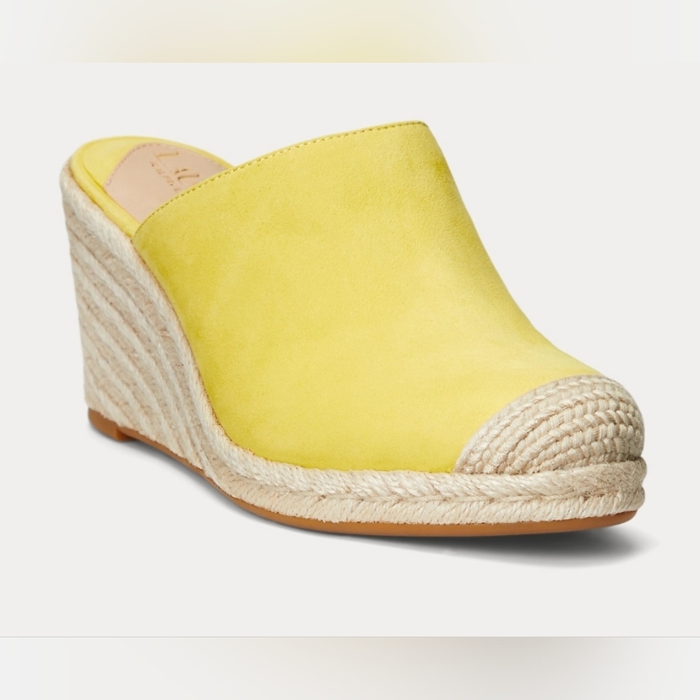Ralph Lauren Yellow Wedge Mules